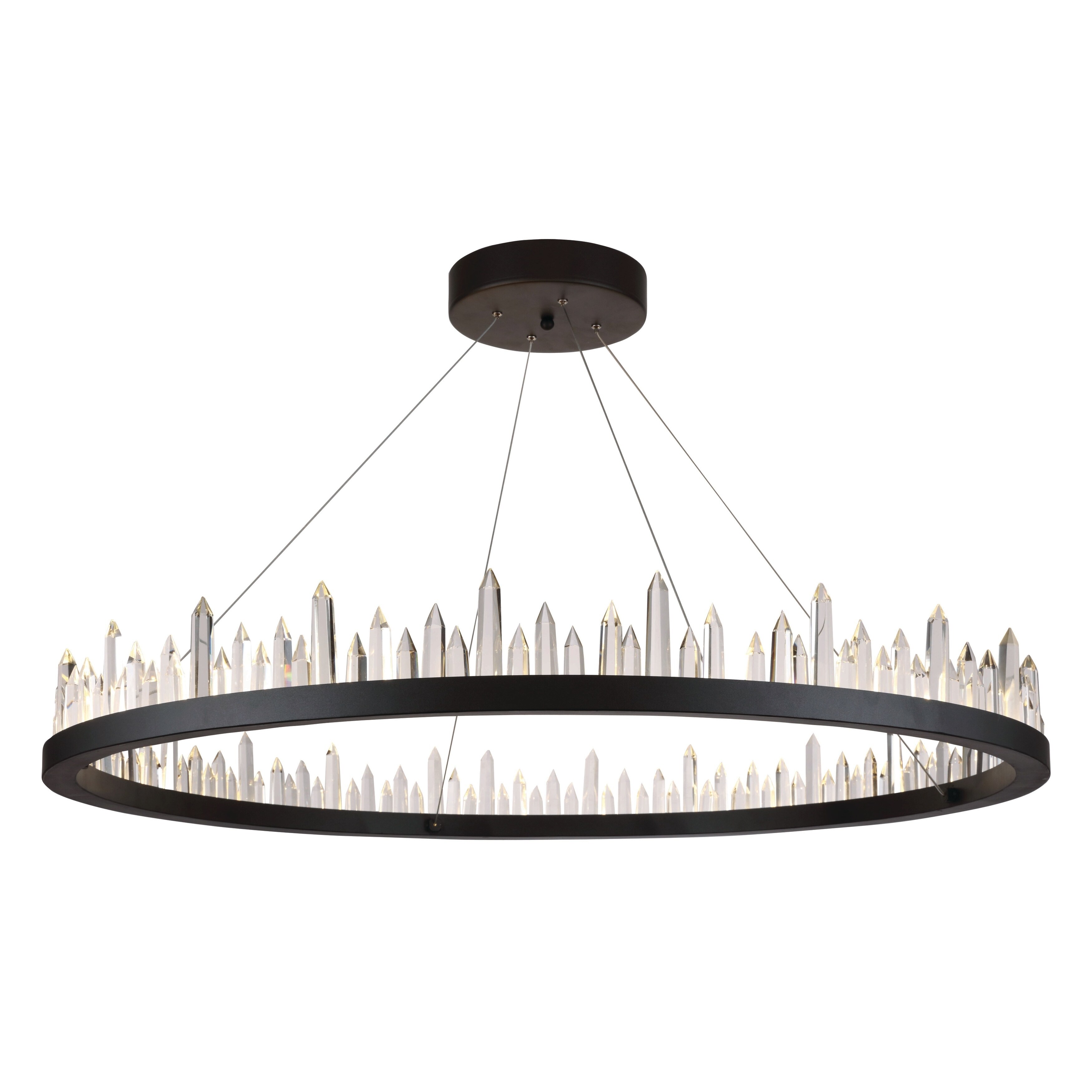 Royce Edge 56-Light Satin Dark Grey Chandelier (satin dark grey - royal cut clear crystal) - Chandeliers For Bedrooms by Overstock.com