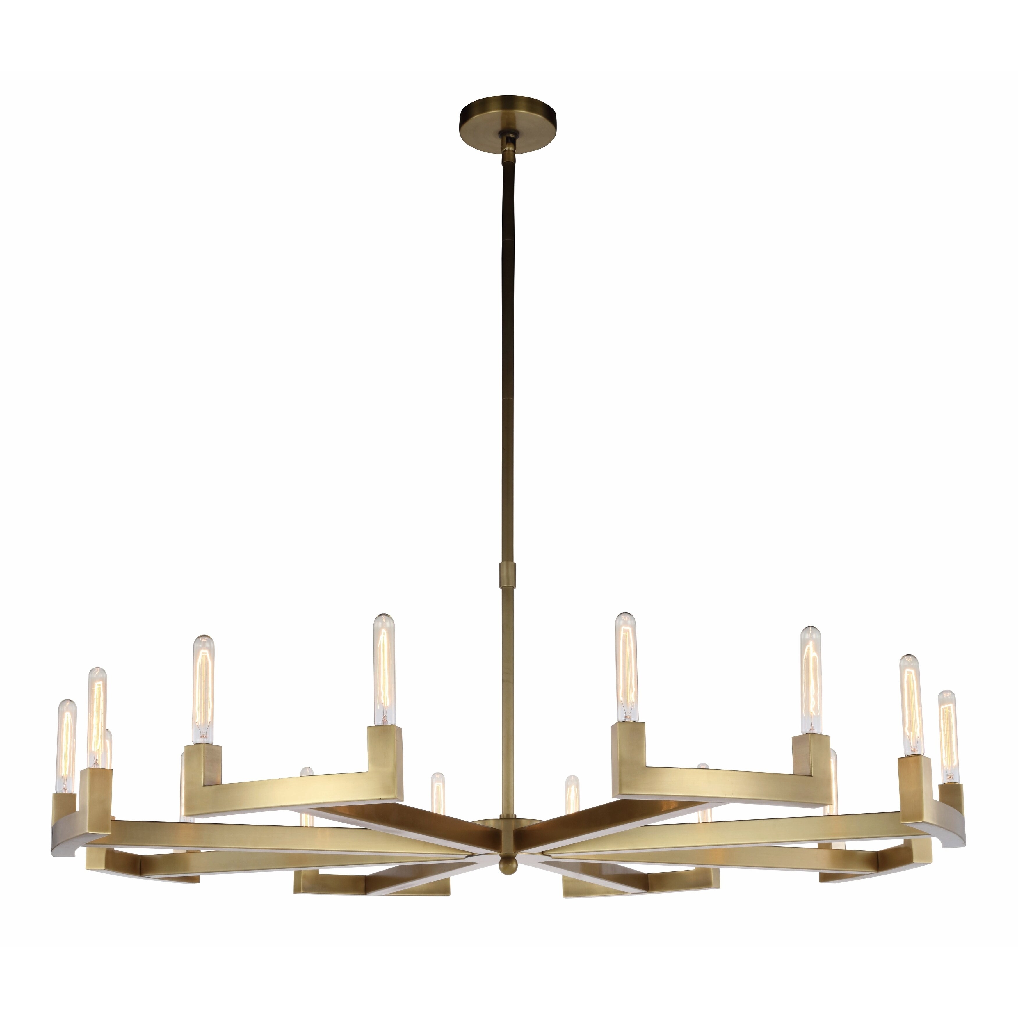 Royce Edge 16-Light Chandelier (Burnished Brass, Bronze, Polished Nickel) (Brass - burnished brass) - Chandeliers For Bedrooms by Overstock.com