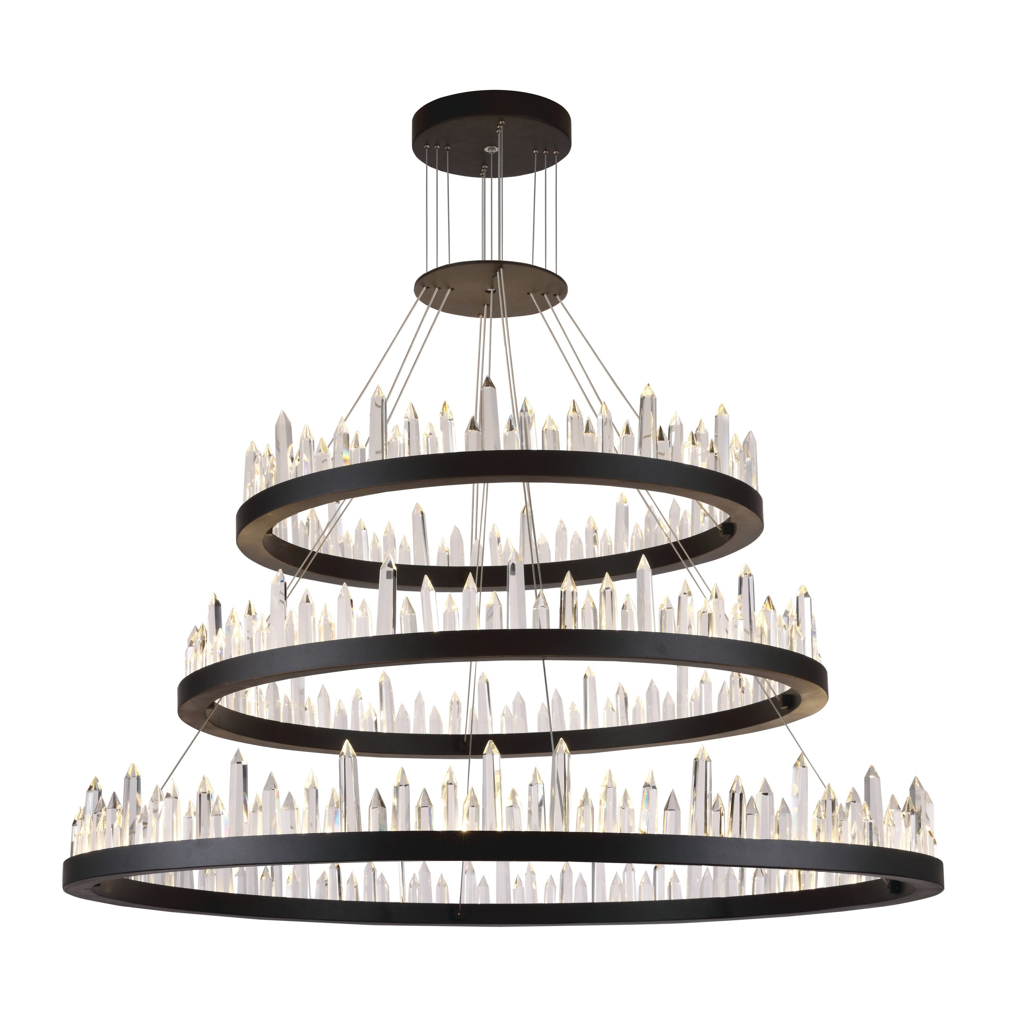Royce Edge 128-Light Satin Dark Grey Chandelier (satin dark grey - royal cut clear crystal) - Chandeliers For Bedrooms by Overstock.com