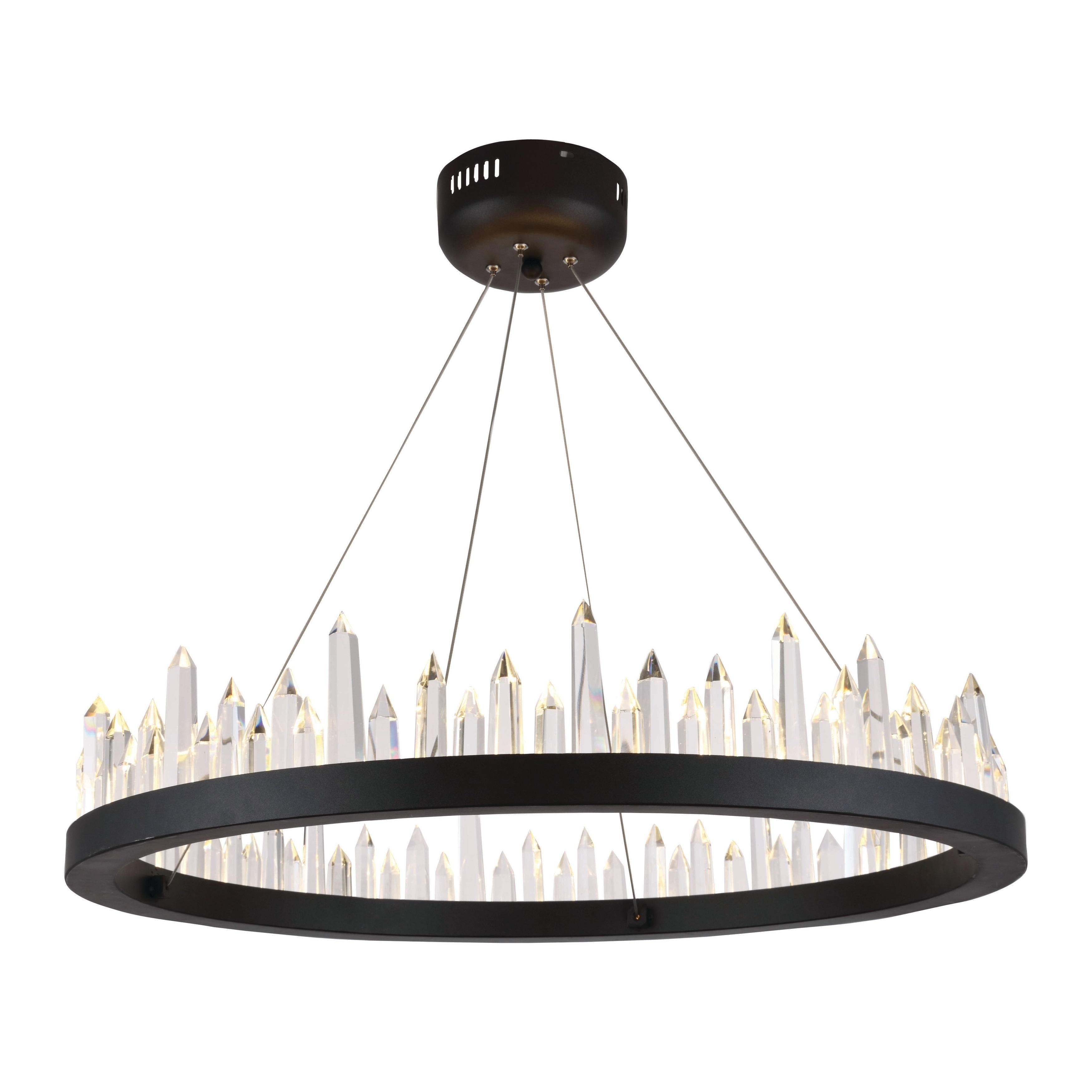 Royce Edge 32-Light Satin Dark Grey Chandelier (satin dark grey - royal cut clear crystal) - Chandeliers For Bedrooms by Overstock.com