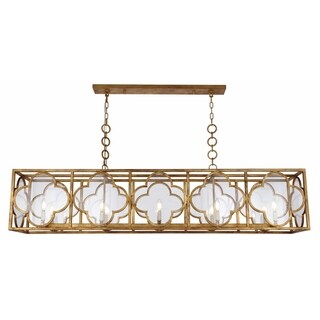 Royce Edge 10-Light Golden Iron Chandelier (Clear Glass/golden iron) - Chandeliers For Bedrooms by Overstock.com