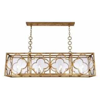 Royce Edge 8-Light Golden Iron Chandelier (Clear Glass/golden iron) - Chandeliers For Bedrooms by Overstock.com