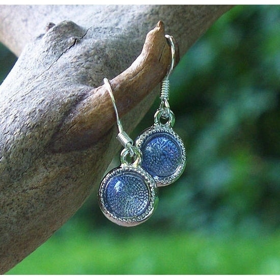 Handmade Recycled Early 1900's Purple Medicine Bottle Color Dot Earrings