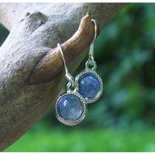 Handmade Recycled Early 1900's Purple Medicine Bottle Color Dot Earrings