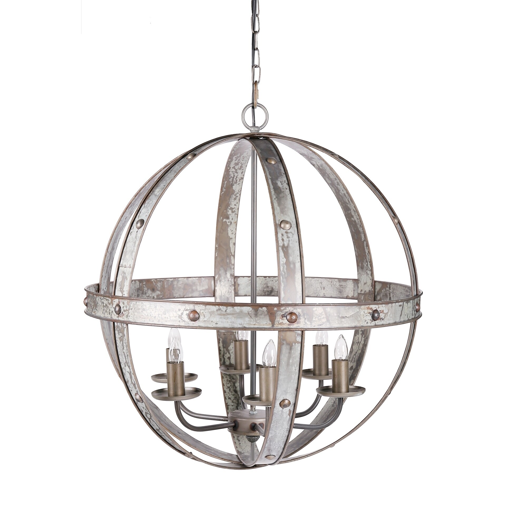 Ordway 6-Light Antique Silver Sphere Chandelier - Chandeliers For Bedrooms by Overstock.com