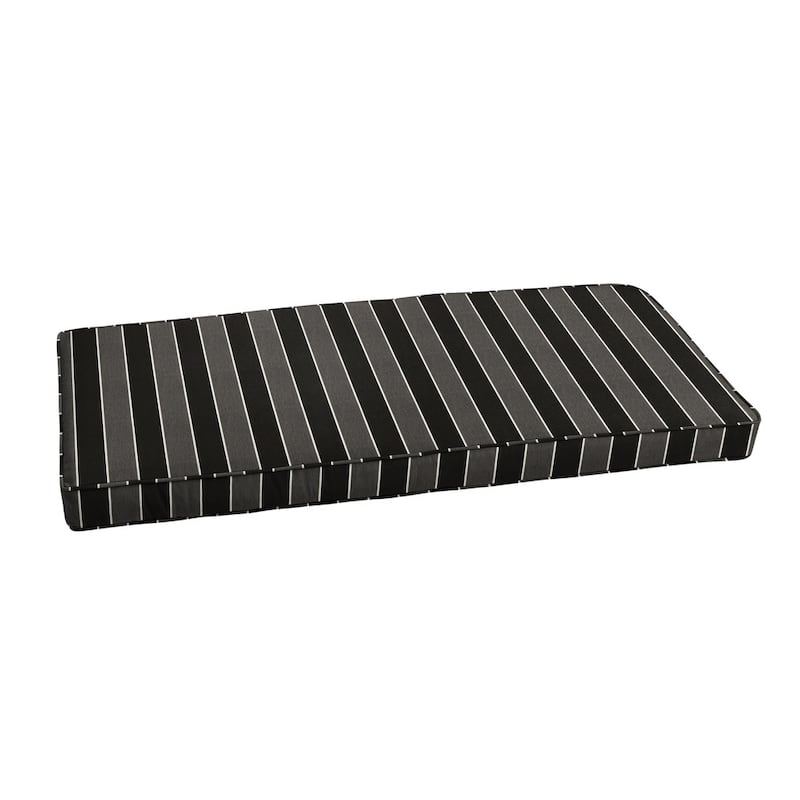 Sunbrella Black Grey Stripe Outdoor Bench Cushion