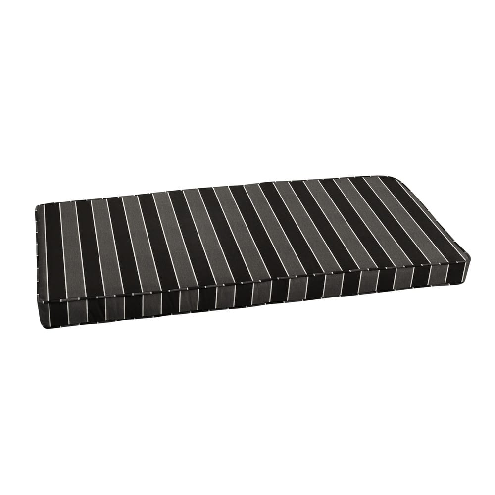 Sunbrella Black Grey Stripe Outdoor Bench Cushion