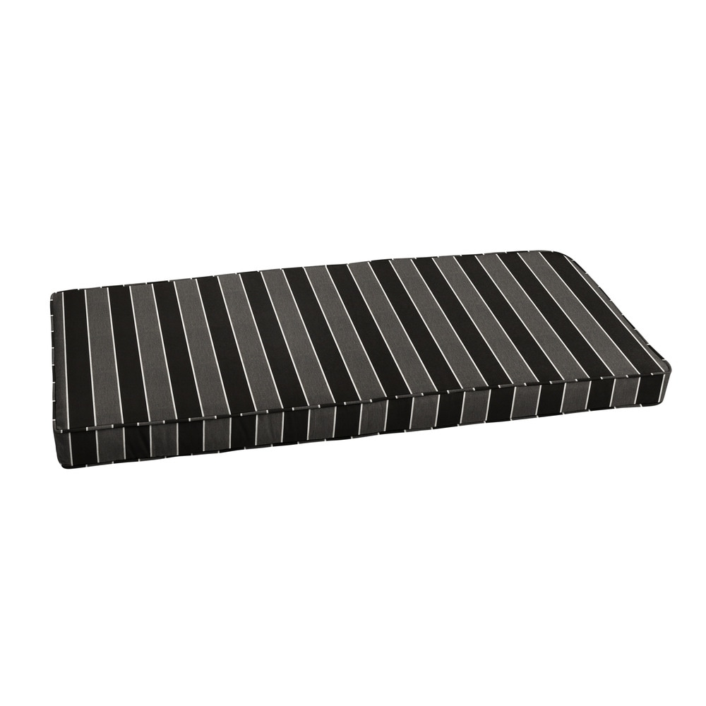 Sunbrella Black Grey Stripe Outdoor Bench Cushion