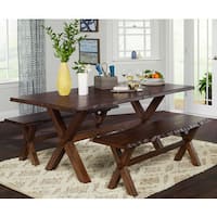 Simple Living 3-Piece Mandeville Live Edge Solid Wood Dining and Bench Set