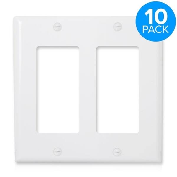 Maxxima 2 Gang Decorative Wall Plate, White (Pack of 10) - Bed Bath ...