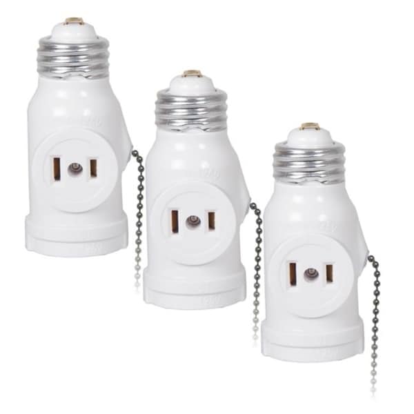 Maima Dual Outlet Light Socket Adapter With Pull Chain Pack Maima Dual Outlet Light Socket Adapter With Pull Chain Pack Of 3