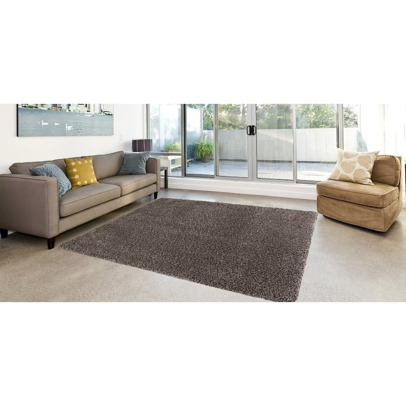 Concord Global Ocean Shag Solid Area Rug - Brown - 5'3" x 7'3"