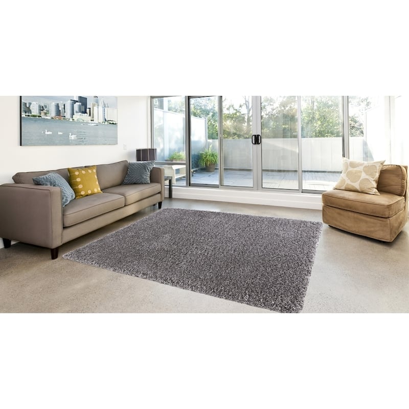 Concord Global Ocean Shag Solid Area Rug - Silver - 5'3" x 7'3"