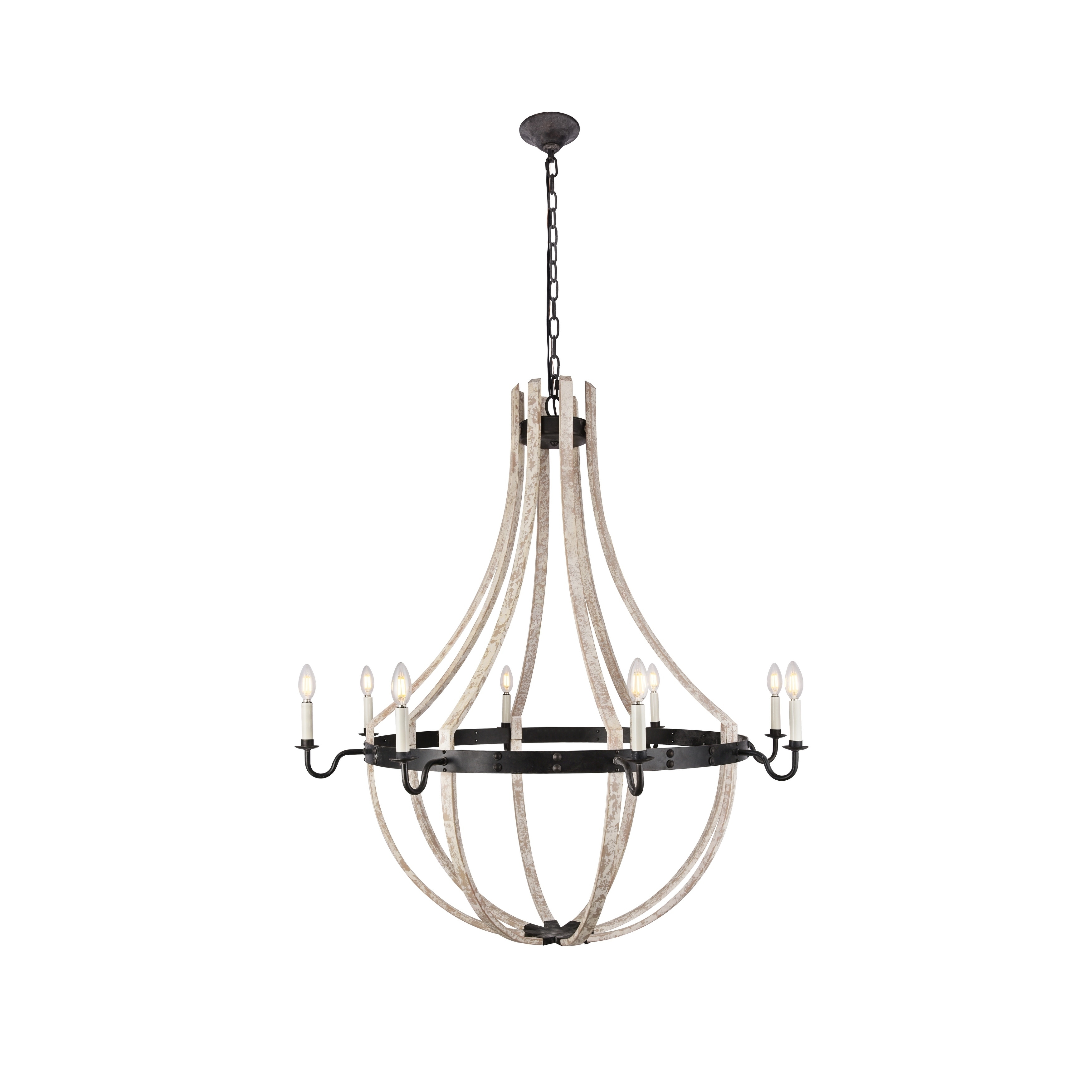 Royce Edge 8-Light Chandelier (Ivory Wash&Steel Grey, Saddle Rust&Golden Iron) (ivory wash & steel grey) - Chandeliers For Bedrooms by Overstock.com