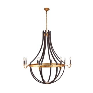 Royce Edge 8-Light Chandelier (Ivory Wash&Steel Grey, Saddle Rust&Golden Iron) (saddle rust & golden iron) - Chandeliers For Bedrooms by Overstock.com