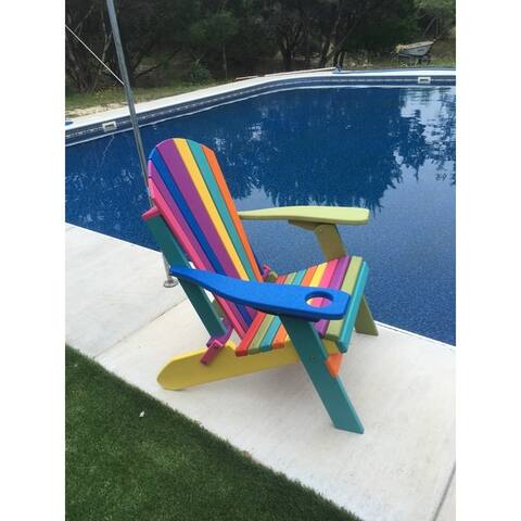 Folding Fanback Adirondack Chair - Confetti Color w/Cup Holder