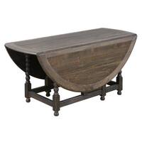 Emerald Home Wallingford Dark Walnut, Antique Black 24" Round Drop Leaf Dining Table - dark walnut, antique black