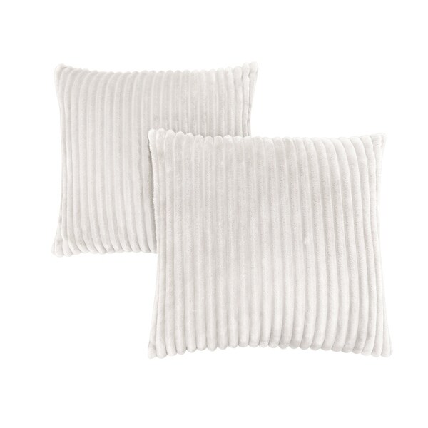 Pillow - 18"X 18" / Ivory Ultra Soft Ribbed Style / 2Pcs