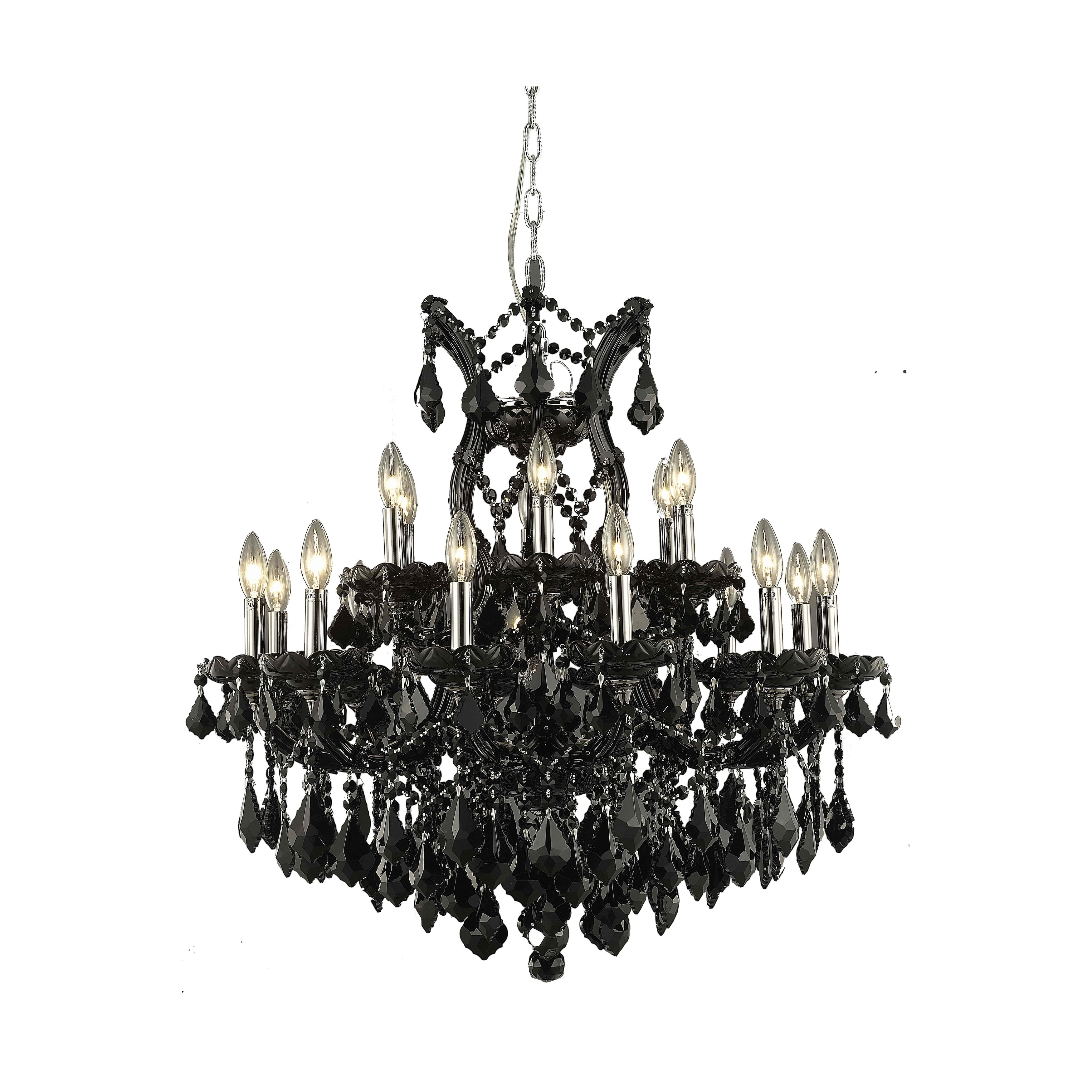 Fleur Illumination Collection Chandelier D:30in H:28in Lt:19 Black Finish (Black/swarovski elements crystals) - Chandeliers For Bedrooms by Overstock.com