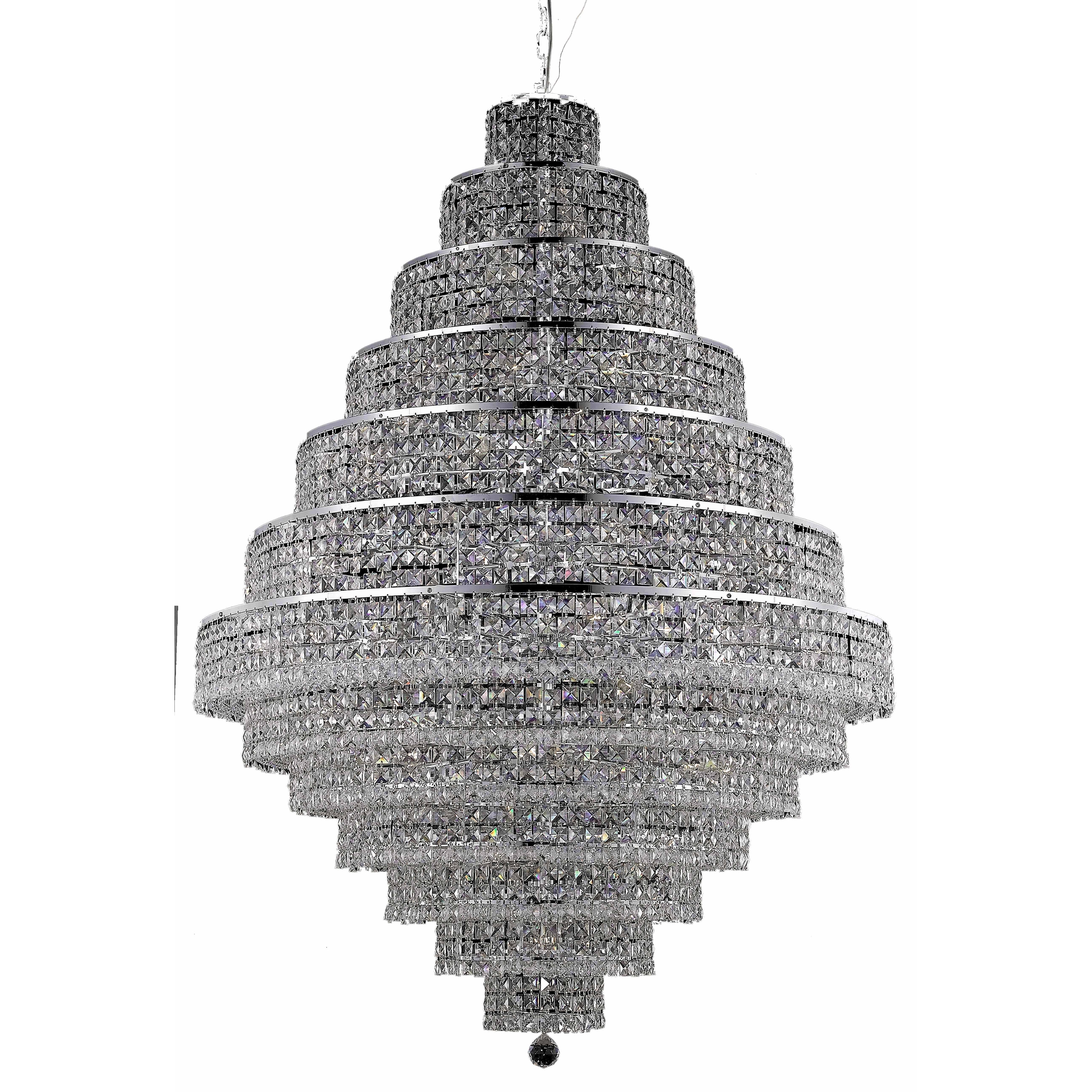Fleur Collection Chandelier D:42in H:60in Lt:38 Chrome Finish (Chrome/swarovski elements crystals) - Chandeliers For Bedrooms by Overstock.com