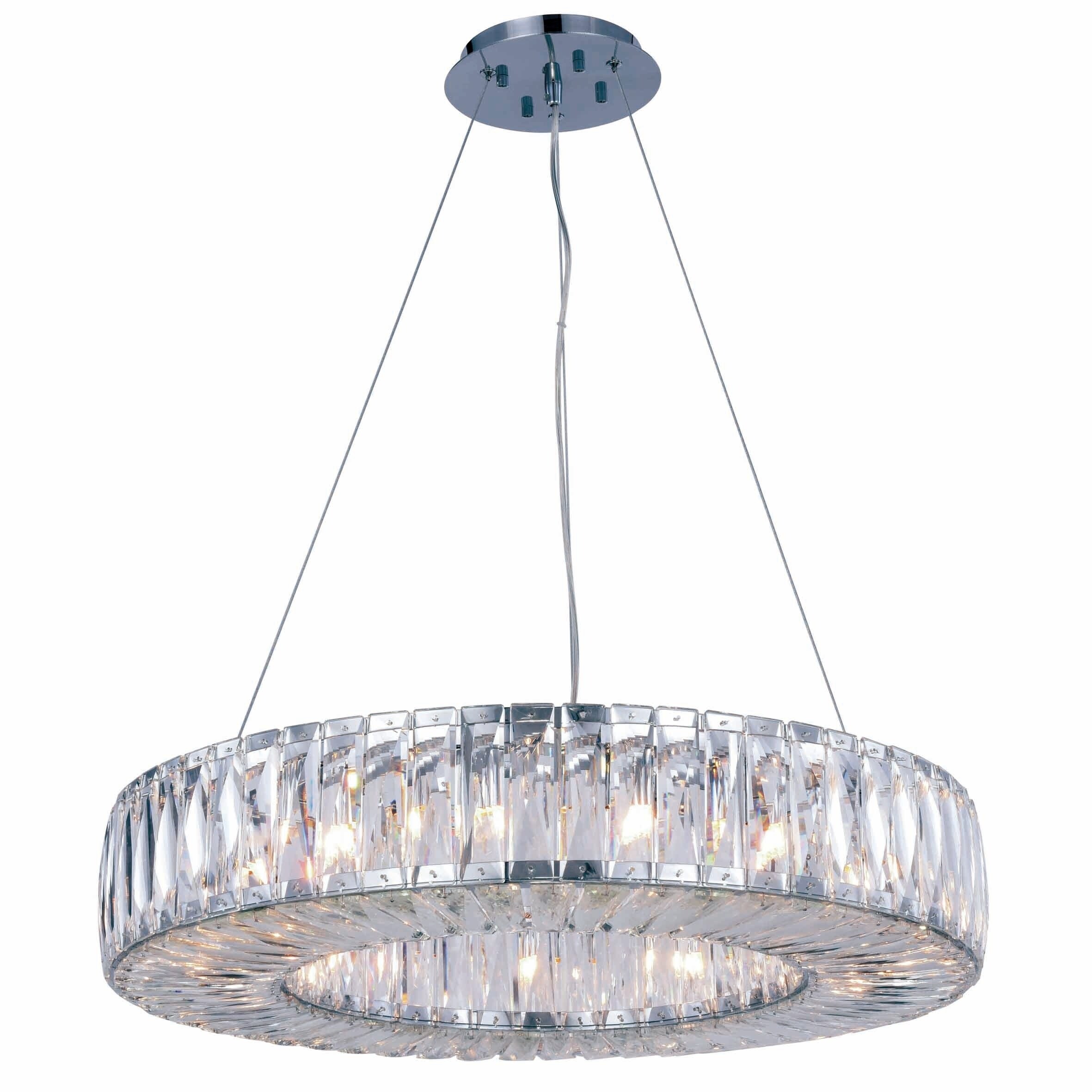 Fleur Illumination Collection Chandelier D:26in H:5.11in Lt:15 Chrome Finish - royal cut crystals (Chrome/royal cut crystals) - Chandeliers For Bedrooms by Overstock.com