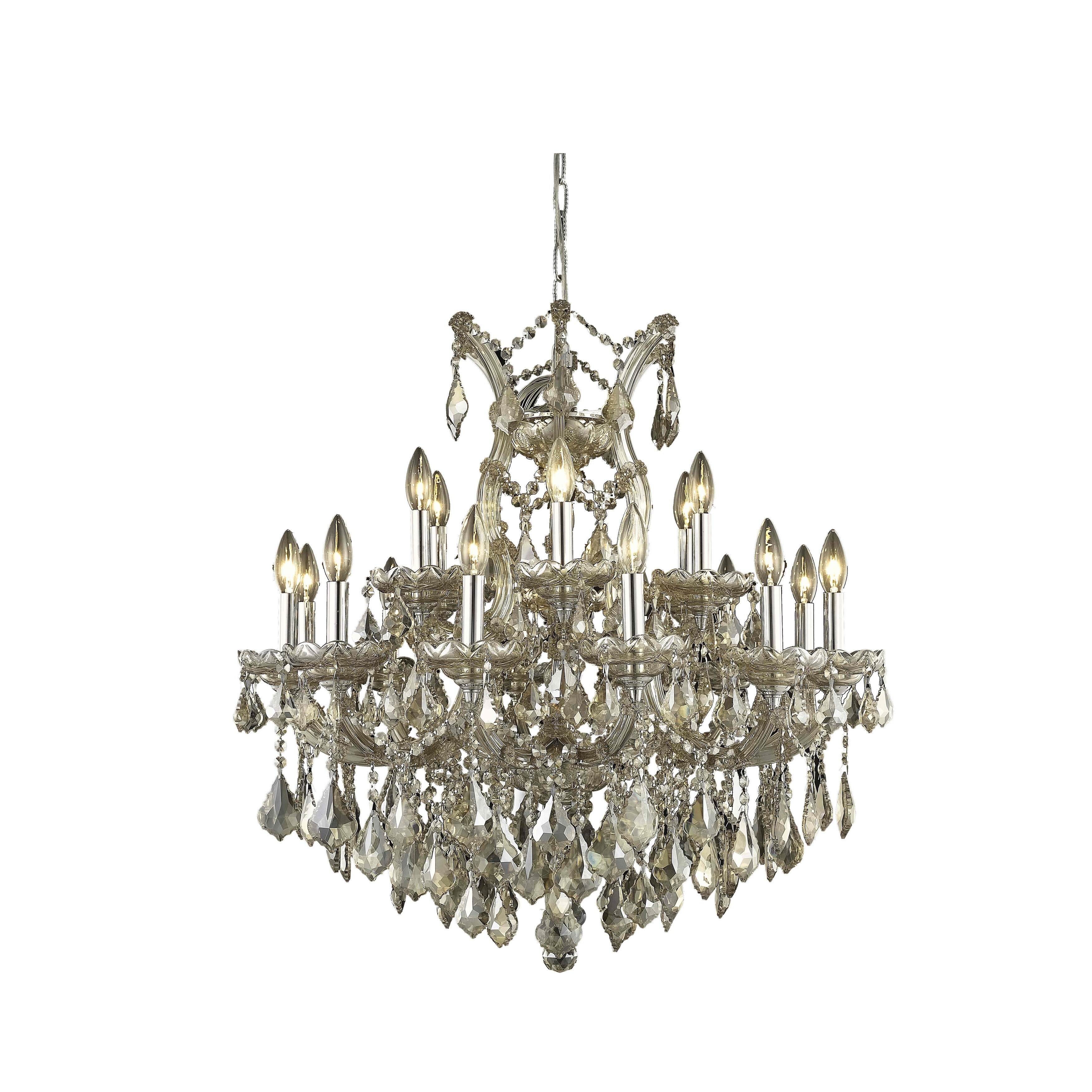 Fleur Illumination Collection Chandelier D:30in H:28in Lt:19 Golden Teak Finish (golden teak/royal cut crystals (golden teak)) - Chandeliers For Bedrooms by Overstock.com