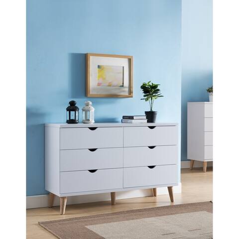 DH BASIC Scandinavian White 6-drawer Dresser by Denhour