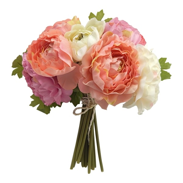 10" Ranunculus Bouquet Two-Tone Pink - two-tone pink