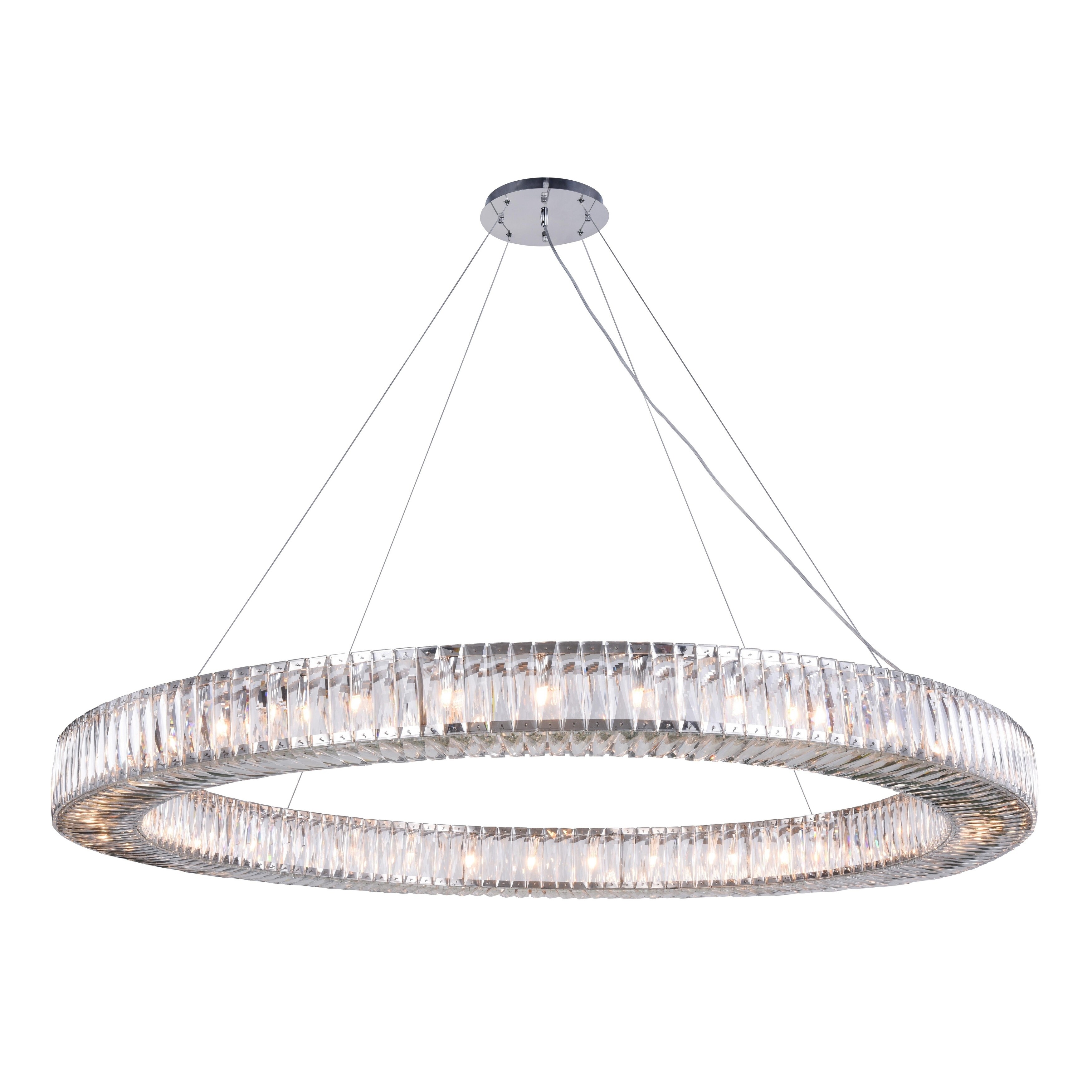 Fleur Illumination Collection Chandelier D:63in H:4.9in Lt:36 Chrome Finish (Chrome/royal cut crystals) - Chandeliers For Bedrooms by Overstock.com