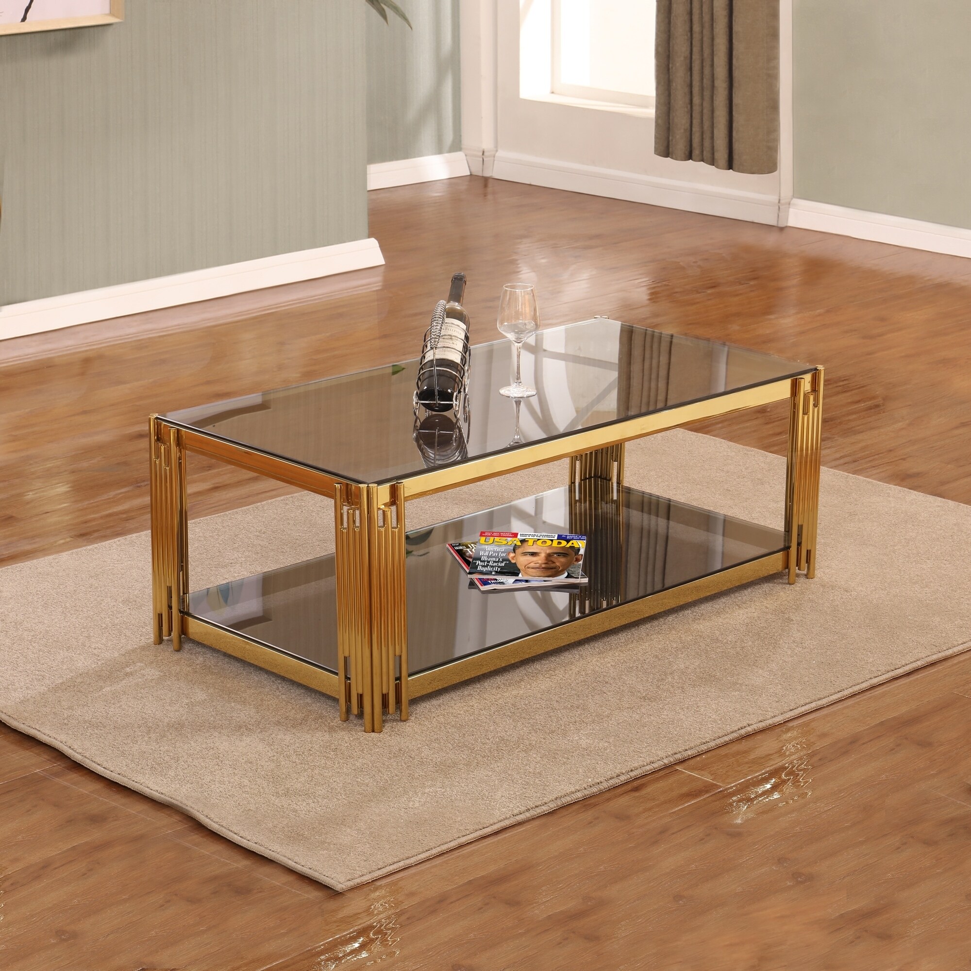 Shop Best Quality Furniture Rectangular Glass Top Coffee Table