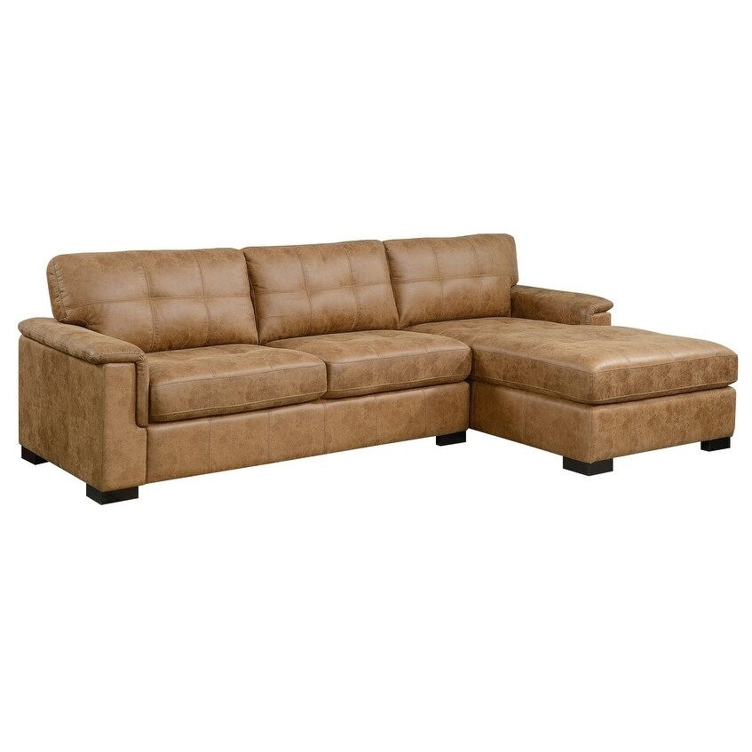 Copper Grove Leoben Saddle Brown Sectional Chaise And Sofa Copper Grove Leoben Saddle Brown