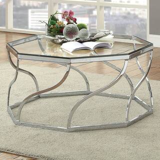 Octagon Gl Coffee Console Sofa End Tables Online At Furniture Of America Andor Contemporary Chrome Coffee Table