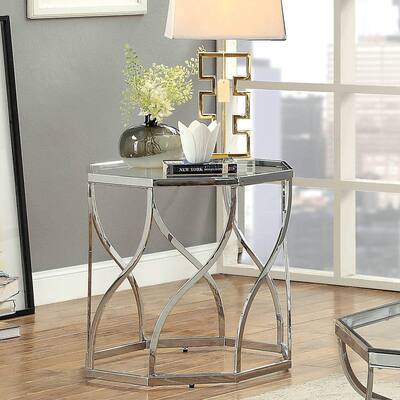Furniture of America Kofu Contemporary Chrome 24-inch Metal Side Table