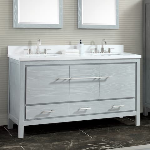 Azzuri Riley 61 in. Bathroom Vanity Set with Quartz Top and Sinks