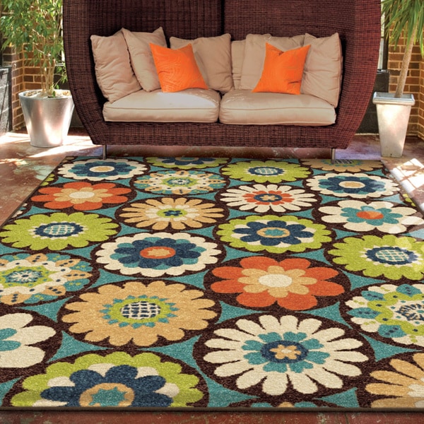 The Curated Nomad Pacheco Indoor/Outdoor Retro Floral Rug - 7'8 x 10'10