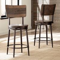 Carbon Loft Roxie Distressed Walnut Swivel Counter Stool