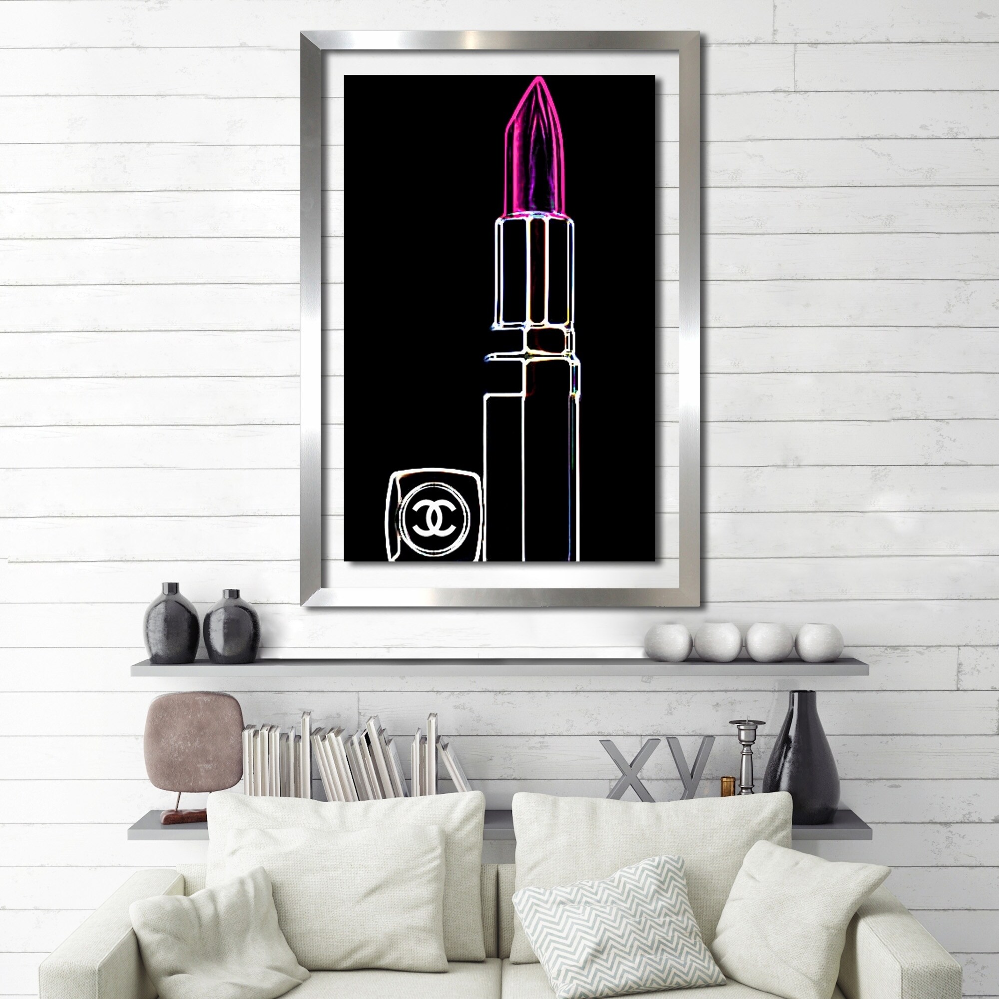 BY Jodi "Neon Lipstick Cc" Framed Acrylic Wall Art Decor