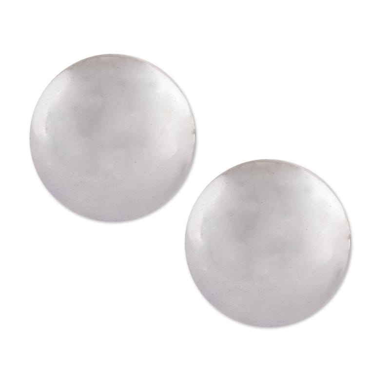Handmade Silver 'Satin Circles' Earrings (Peru) - White