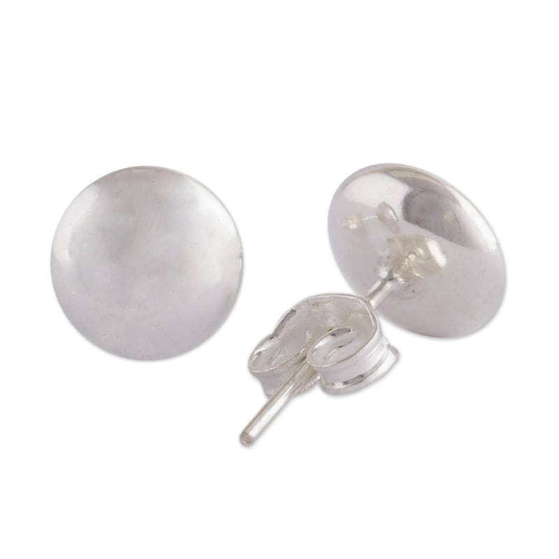 Handmade Silver 'Satin Circles' Earrings (Peru) - White