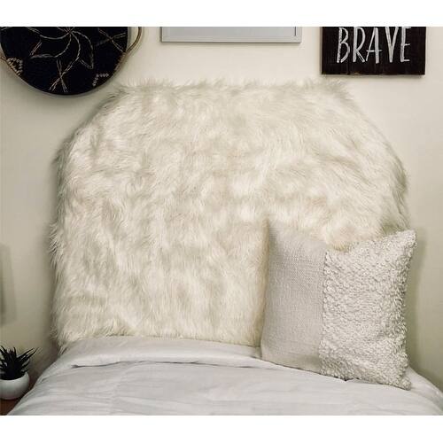 Mongolian Fur Off-White Twin/Twin XL Headboard