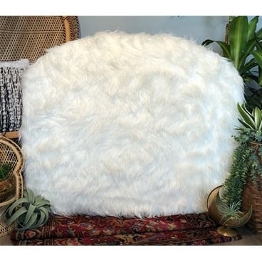 Mongolian Fur Off-White Twin/Twin XL Headboard
