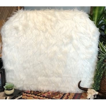 Mongolian Fur Off-White Twin/Twin XL Headboard