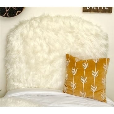 Mongolian Fur Off-White Twin/Twin XL Headboard - Arched - Assembled - Twin