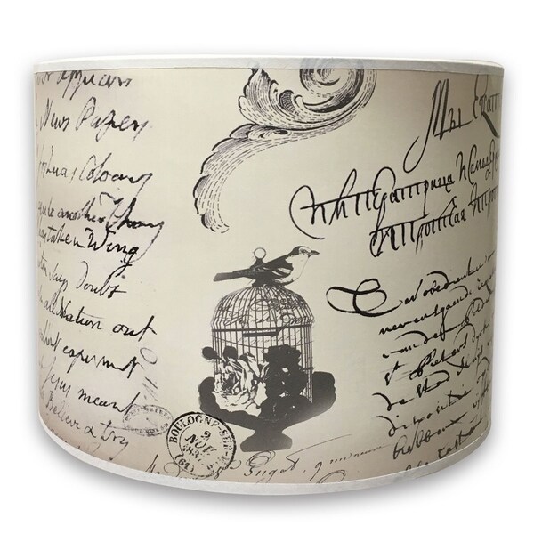 Royal Designs Modern Trendy Decorative Handmade Lamp Shade - - Vintage Letter Calligraphy Design -10 x 10 x 8
