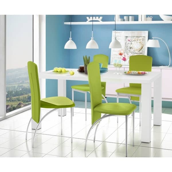 Shop Nevada High Gloss Faux Leather 5 Piece Dining Set Free