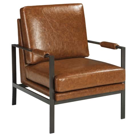 Peacemaker Contemporary Brown Faux Leather Accent Chair