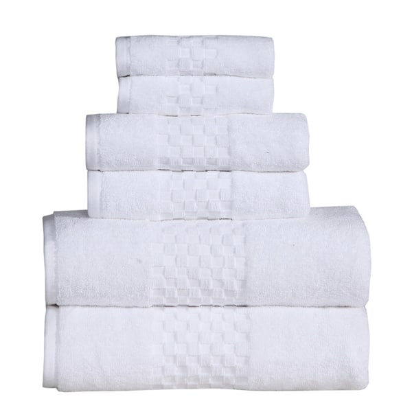 Feather Stitch Luxurious Absorbent 650 GSM Combed Cotton 6-Piece Towel Set - Grey