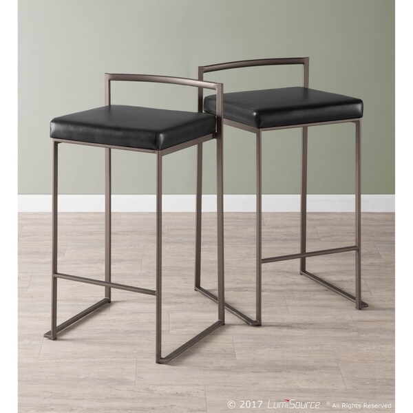 Fuji Industrial Antique Stackable Counter Stool (Set of 2)