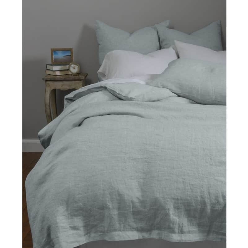 Damary Sea Glass Linen Duvet Cover - Green - Queen