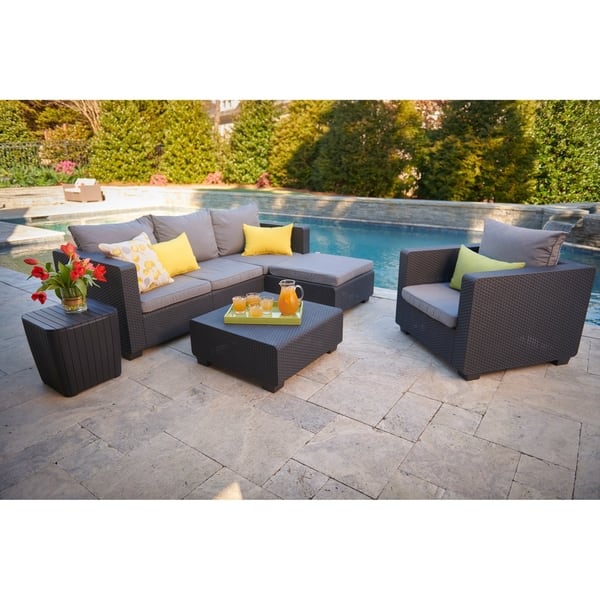 Shop Keter Salta 3 Seat All Weather Outdoor Patio Sofa With Sunbrella Cushions As Is Item Overstock 23386399